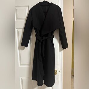 Black Coat with Tie Waist